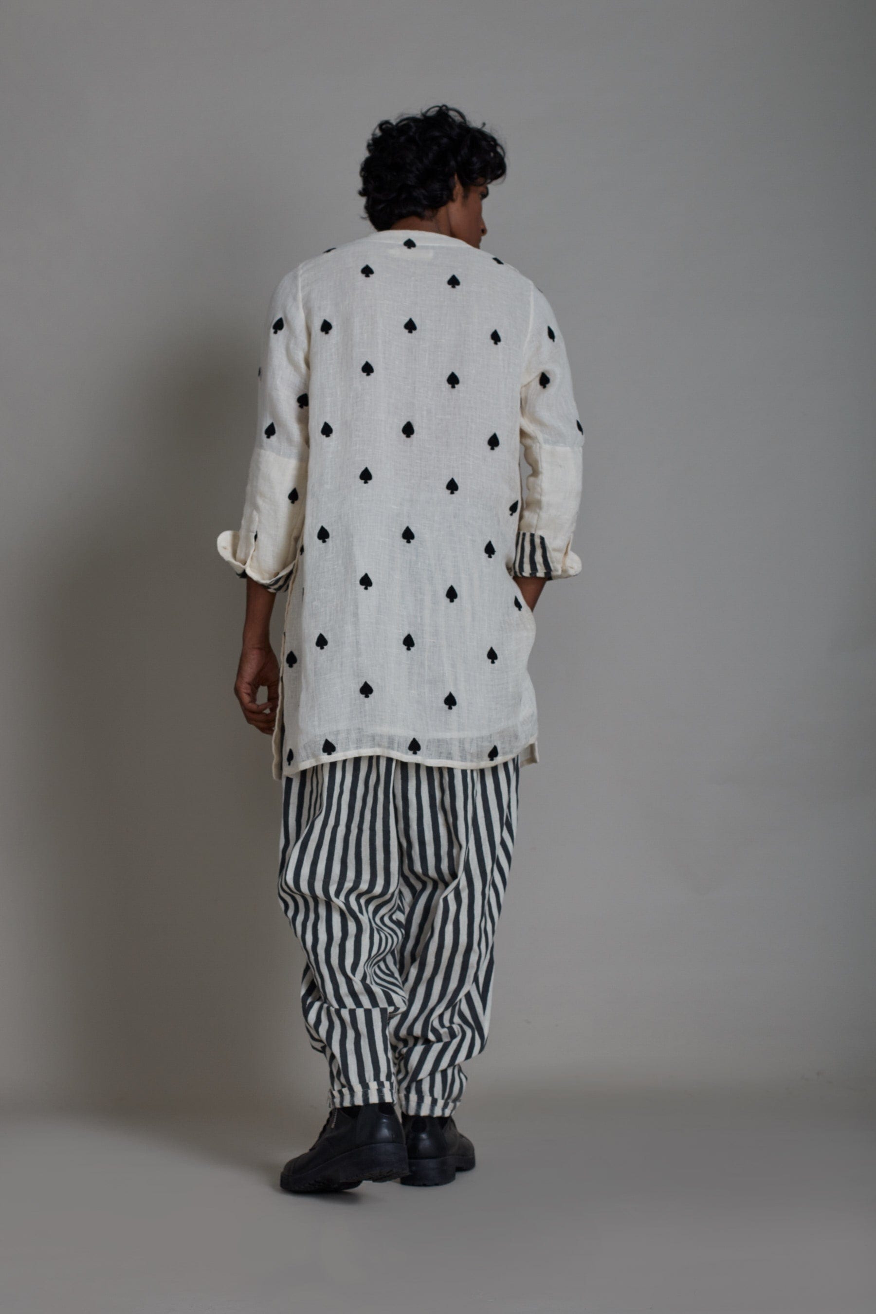Styled look – men's oatmeal embroidered linen kurta by MATI