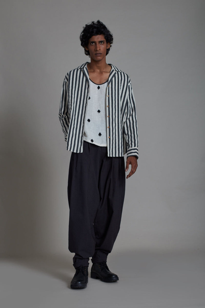 Mati Outfit Sets Black Striped Taash Set-3 Pcs