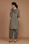 Mati Outfit Sets Brown With Charcoal Striped Hooded Co-Ord Set