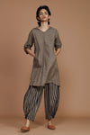 Mati Outfit Sets Brown With Charcoal Striped Hooded Co-Ord Set