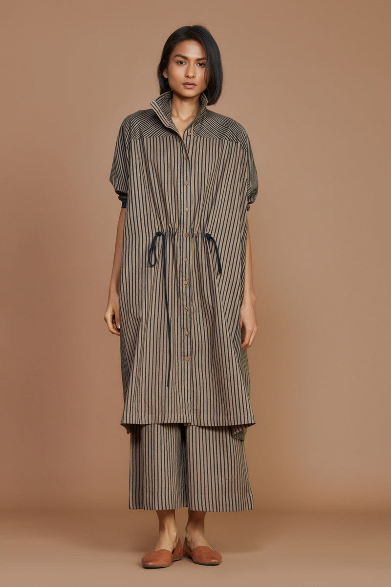 Mati Outfit Sets Brown With Charcoal Striped Kaftan Co-Ord Set