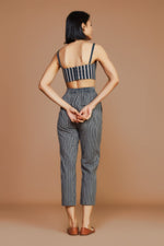 Mati Outfit Sets Grey with Charcoal Striped Corset & Pant Co-Ord Set(2 pcs)