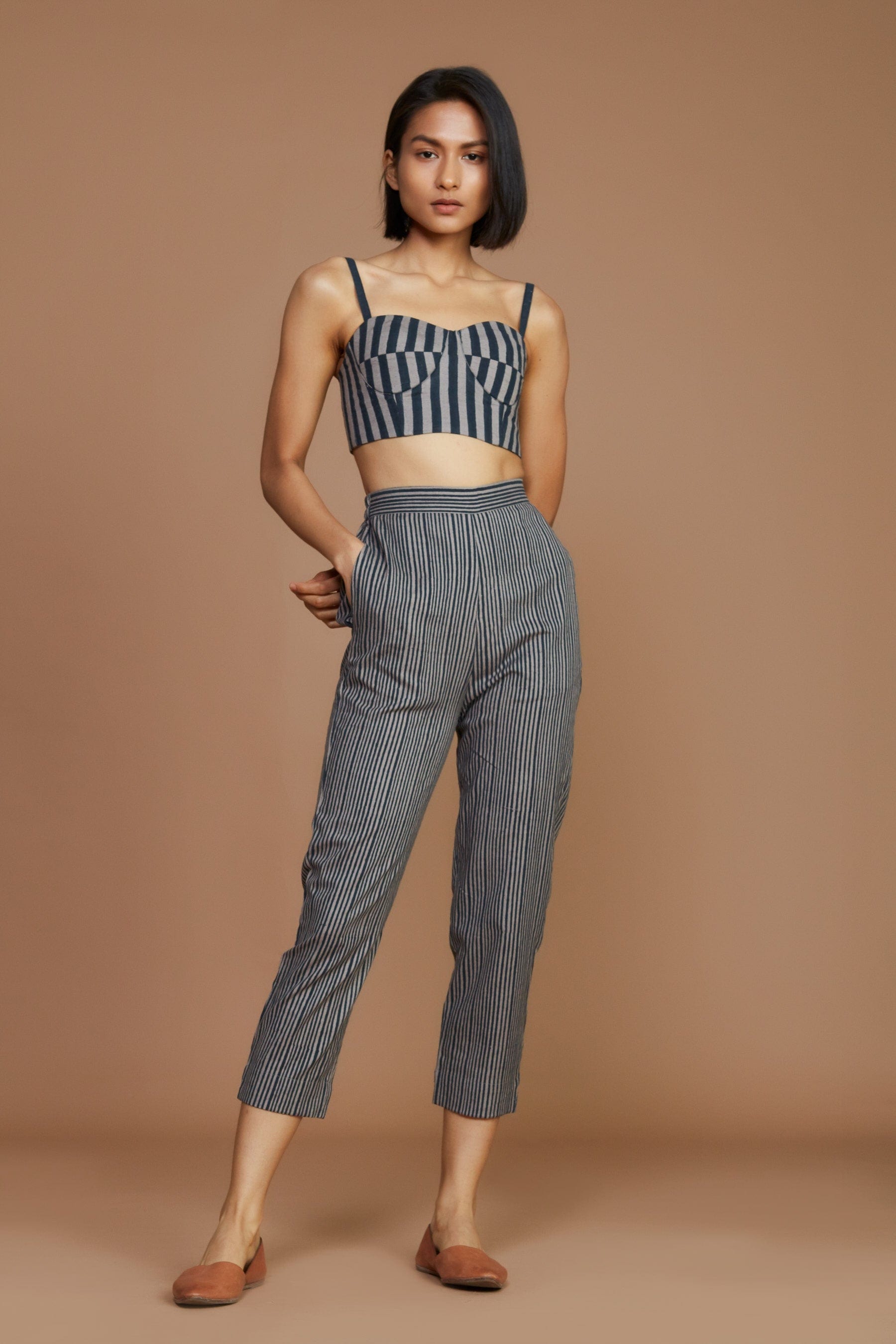 Womens Pants Striped Crop Top And Pants Set Buy Popwings Women