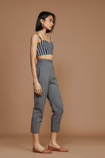 Mati Outfit Sets Grey with Charcoal Striped Corset & Pant Co-Ord Set(2 pcs)