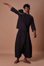 Mati Outfit Sets Mati Black Cross Pocket Top & Harem Pants Set (2 pcs)