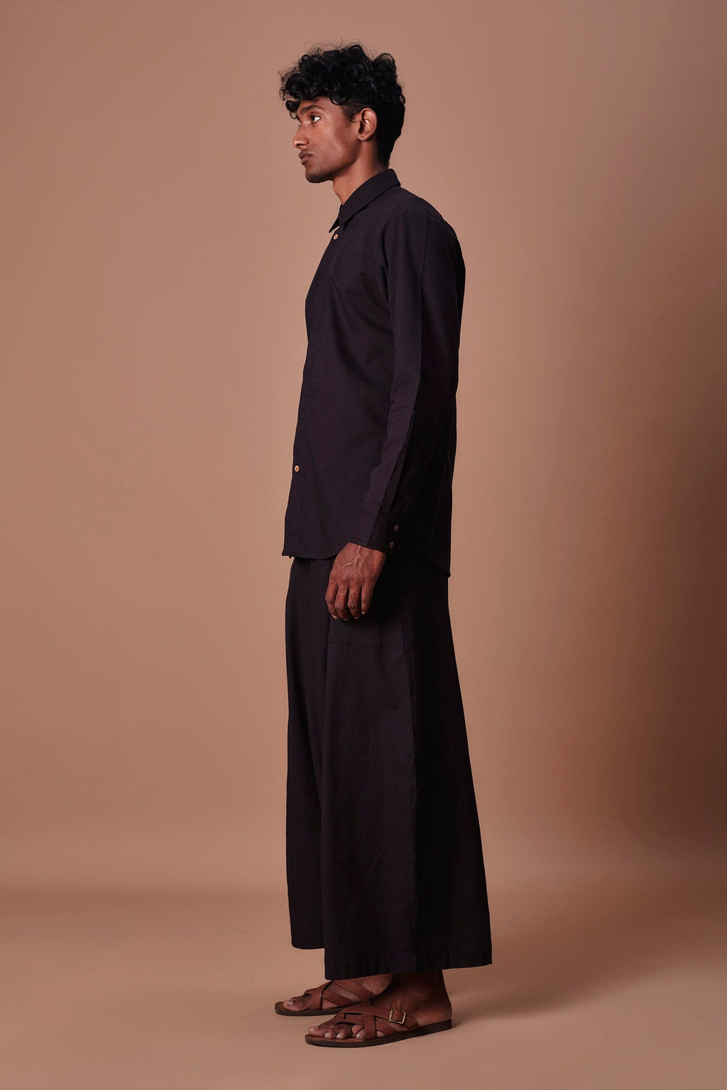 Mati Outfit Sets Mati Black Double Buttoned Shirt and Harem Pant Set (2 pcs)