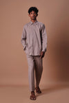 Mati Outfit Sets Mati Grey Placket Shirt and Ankle Pant Set (2 pcs)