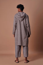 Mati Outfit Sets Mati Men's Grey Hooded  Striped Kurta