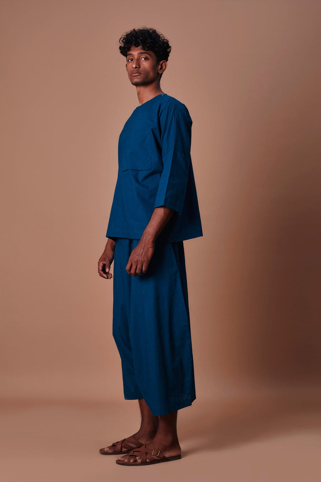 Mati Outfit Sets Mati Teal Blue Cross Pocket T-shirt & Harem Pants Set (2 pcs)