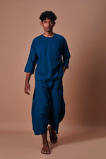 Mati Outfit Sets Mati Teal Blue Cross Pocket T-shirt & Harem Pants Set (2 pcs)
