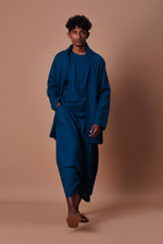 Mati Outfit Sets Mati Teal Blue Cross Pocket Top, Jacket & Harem Set (3 pcs)