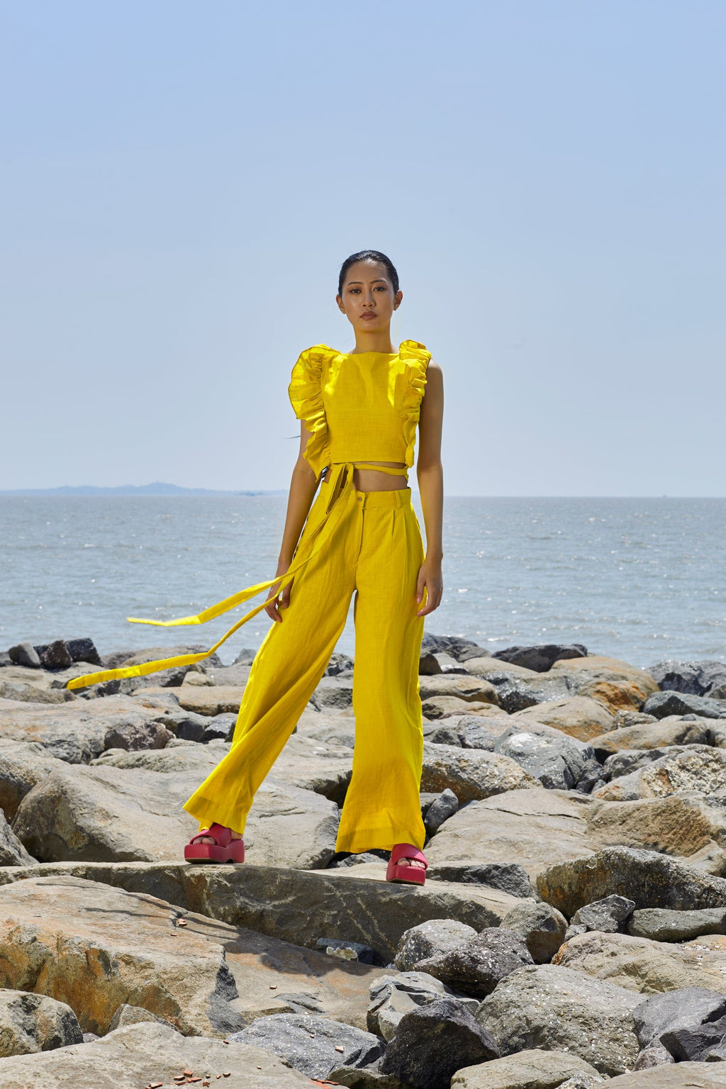 Mati Outfit Sets Yellow Overlap Co-Ord Set