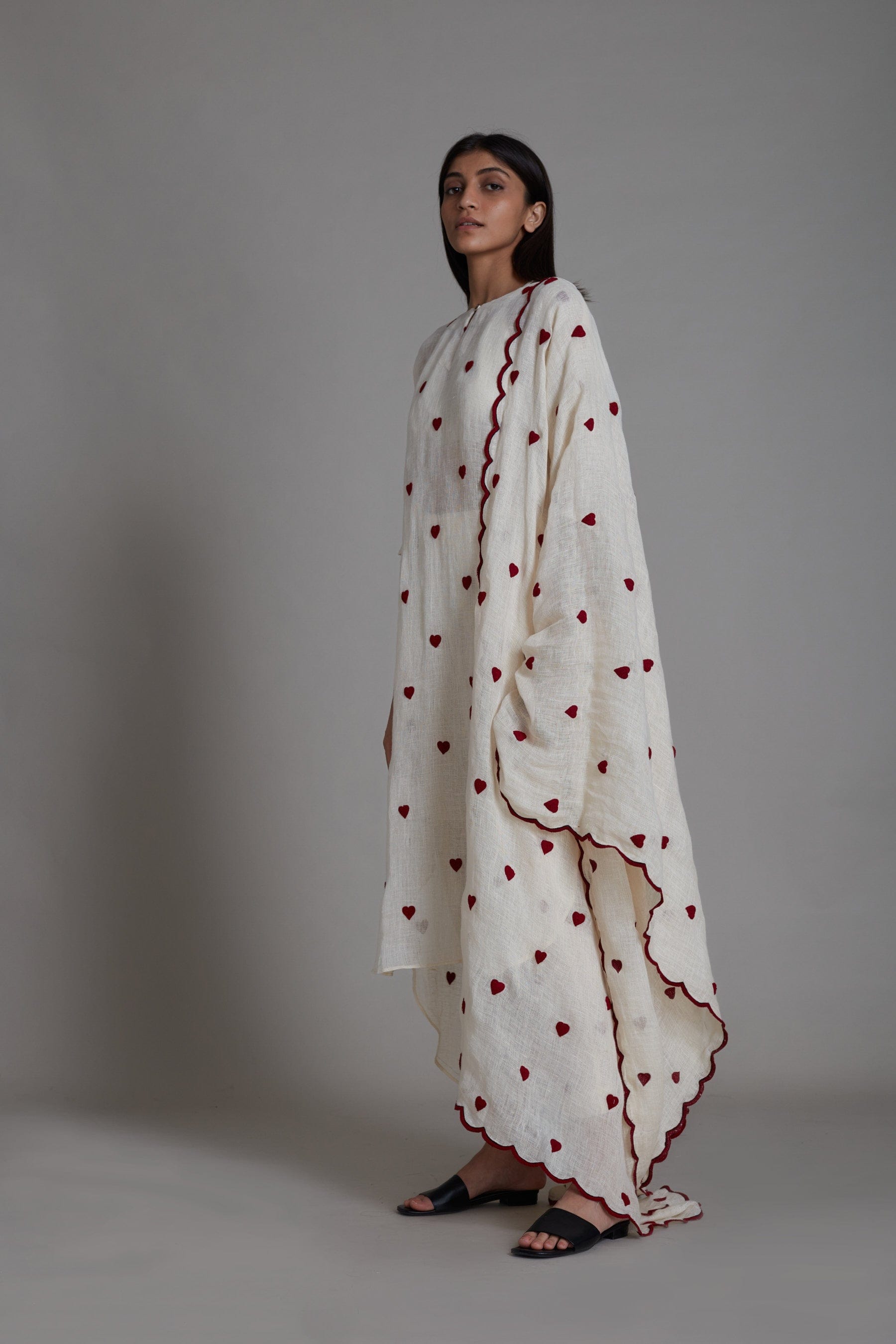 Pure Linen coord set in Offwhite with Embroidered Motifs by Sustainable Clothing Label MATI