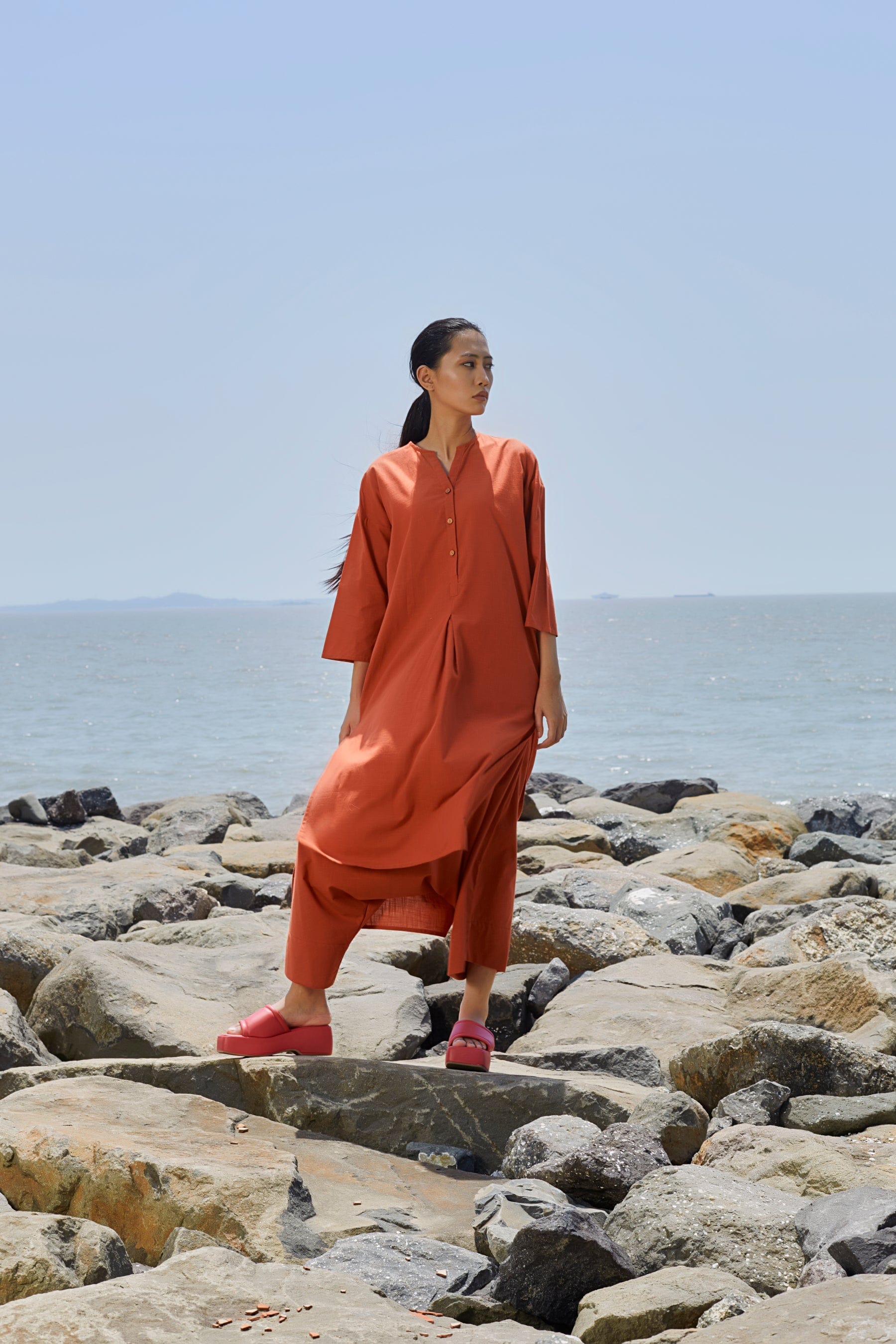 Mati SEPERATES Rust V-Neck Tunic Set