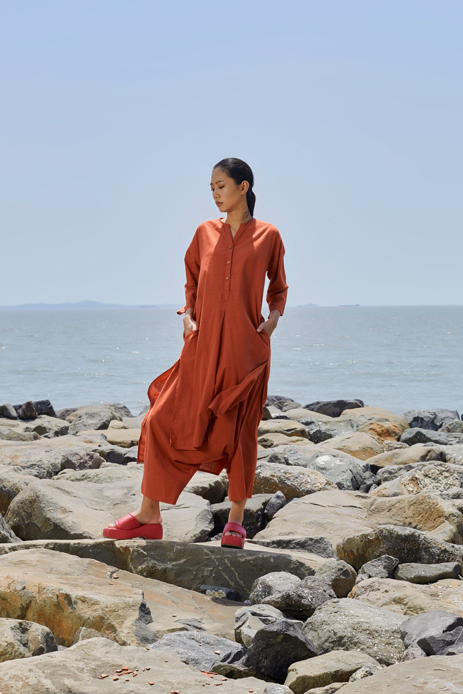 Mati SEPERATES Rust V-Neck Tunic Set