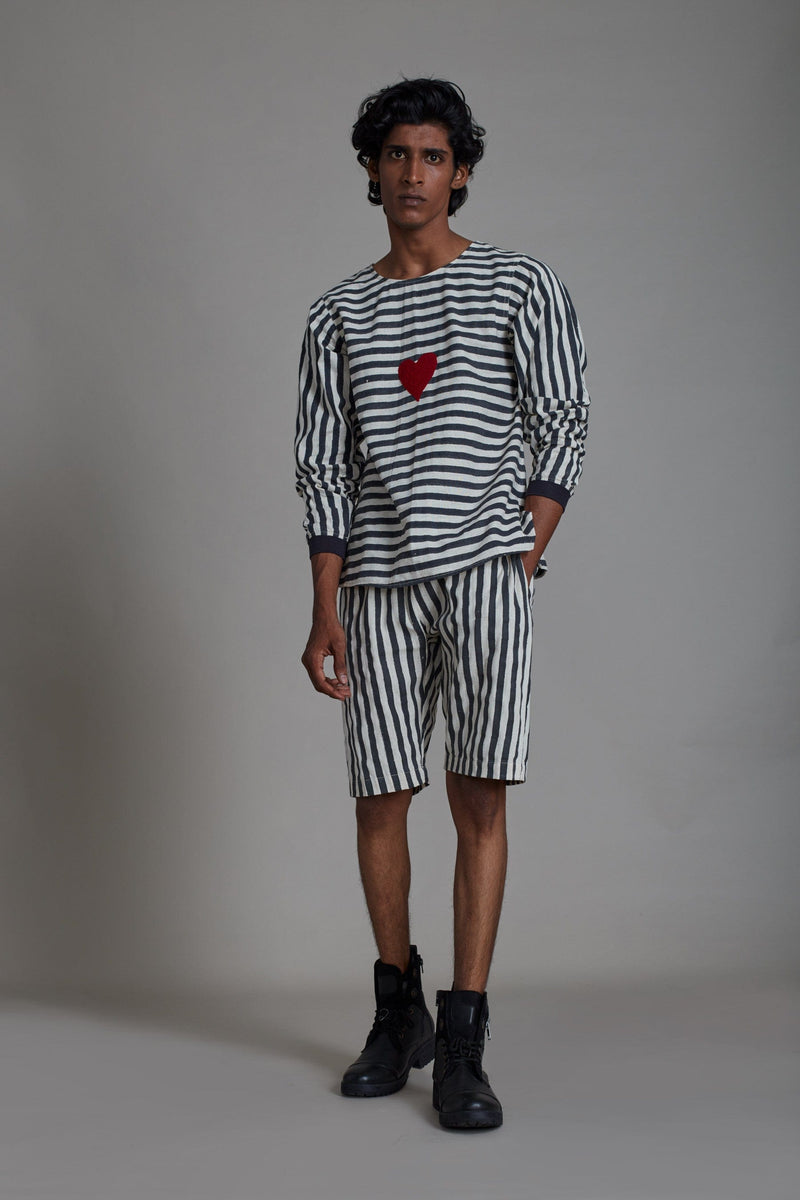Mati Shirts & Tops Black Stripe Heart T-shirt
