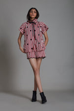 Mati TOPS Stripe Tora Shirt - Red with Black Stripe